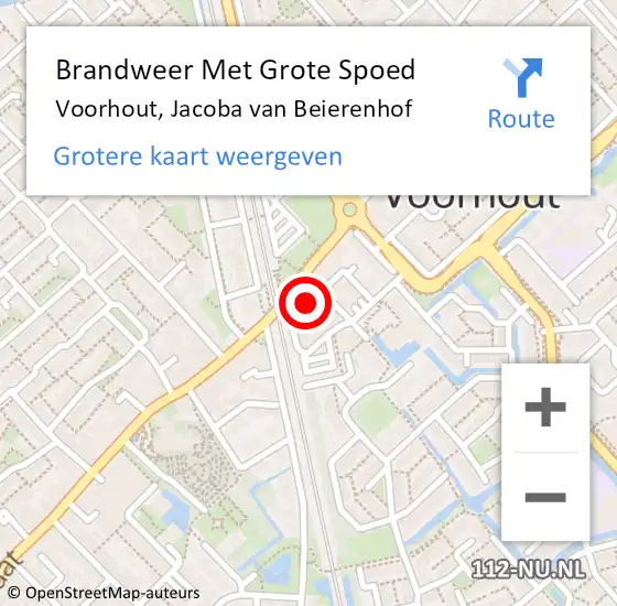 Locatie op kaart van de 112 melding: Brandweer Met Grote Spoed Naar Voorhout, Jacoba van Beierenhof op 20 september 2022 09:29