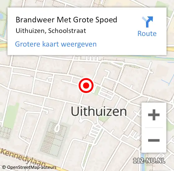 Locatie op kaart van de 112 melding: Brandweer Met Grote Spoed Naar Uithuizen, Schoolstraat op 20 september 2022 09:30