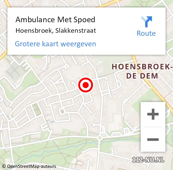 Locatie op kaart van de 112 melding: Ambulance Met Spoed Naar Hoensbroek, Slakkenstraat op 29 juli 2014 20:25