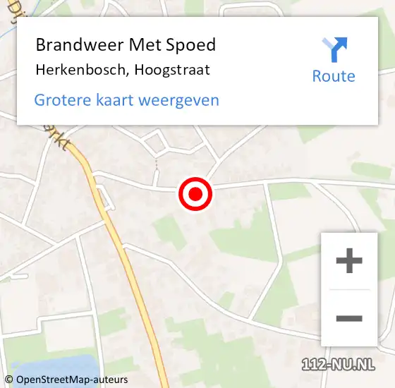 Locatie op kaart van de 112 melding: Brandweer Met Spoed Naar Herkenbosch, Hoogstraat op 20 september 2022 09:36