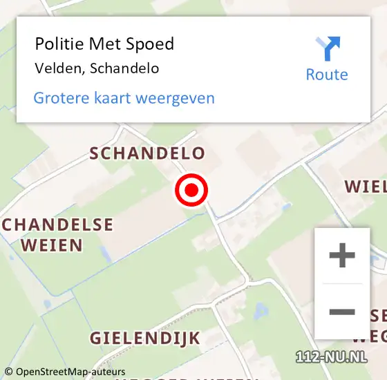 Locatie op kaart van de 112 melding: Politie Met Spoed Naar Velden, Schandelo op 20 september 2022 10:03