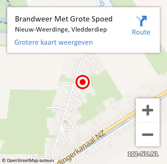 Locatie op kaart van de 112 melding: Brandweer Met Grote Spoed Naar Nieuw-Weerdinge, Vledderdiep op 20 september 2022 10:15