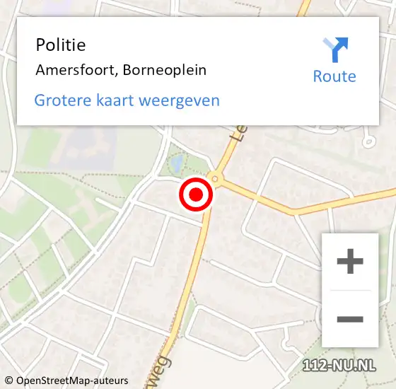 Locatie op kaart van de 112 melding: Politie Amersfoort, Borneoplein op 20 september 2022 10:18