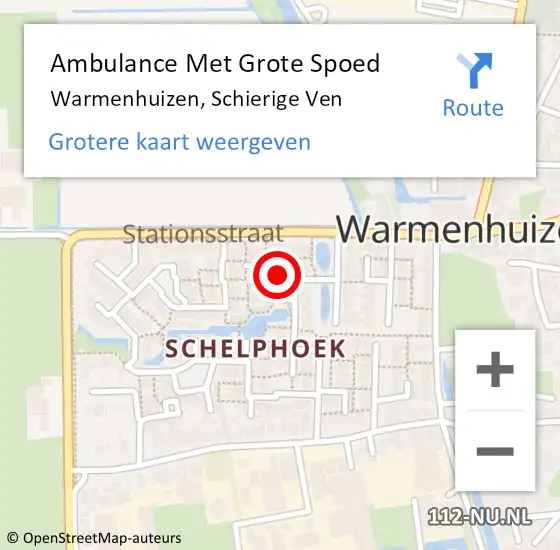 Locatie op kaart van de 112 melding: Ambulance Met Grote Spoed Naar Warmenhuizen, Schierige Ven op 20 september 2022 10:23