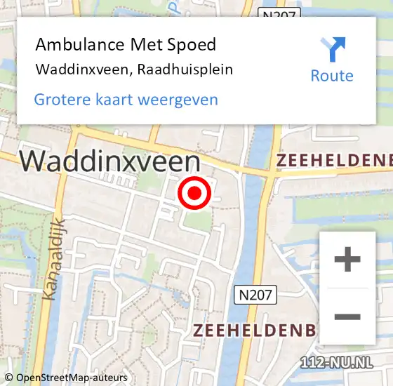 Locatie op kaart van de 112 melding: Ambulance Met Spoed Naar Waddinxveen, Raadhuisplein op 20 september 2022 10:27