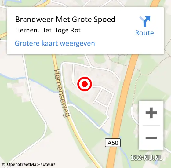 Locatie op kaart van de 112 melding: Brandweer Met Grote Spoed Naar Hernen, Het Hoge Rot op 29 juli 2014 20:37