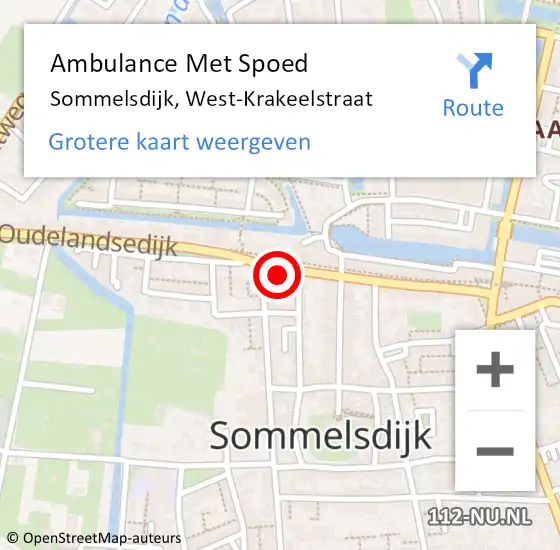 Locatie op kaart van de 112 melding: Ambulance Met Spoed Naar Sommelsdijk, West-Krakeelstraat op 20 september 2022 11:03