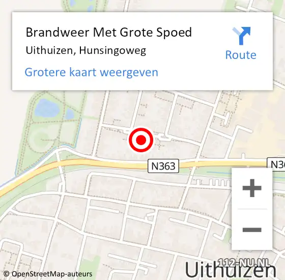 Locatie op kaart van de 112 melding: Brandweer Met Grote Spoed Naar Uithuizen, Hunsingoweg op 20 september 2022 11:27