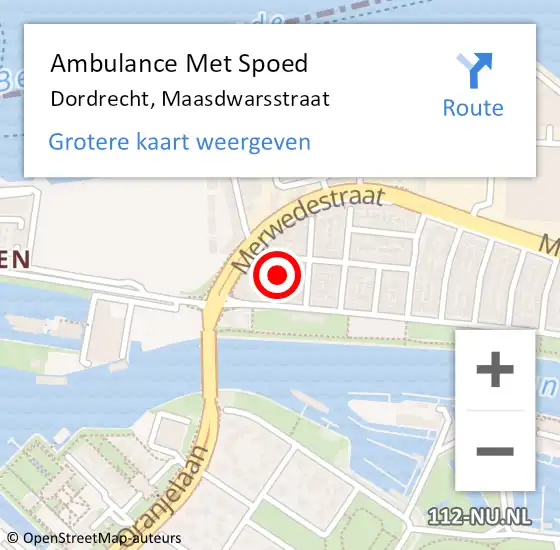 Locatie op kaart van de 112 melding: Ambulance Met Spoed Naar Dordrecht, Maasdwarsstraat op 20 september 2022 11:41