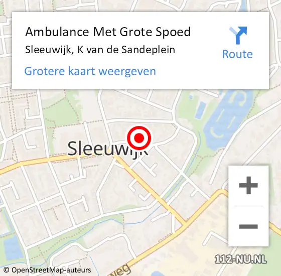 Locatie op kaart van de 112 melding: Ambulance Met Grote Spoed Naar Sleeuwijk, K van de Sandeplein op 20 september 2022 11:42