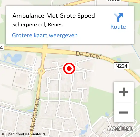 Locatie op kaart van de 112 melding: Ambulance Met Grote Spoed Naar Scherpenzeel, Renes op 20 september 2022 12:08