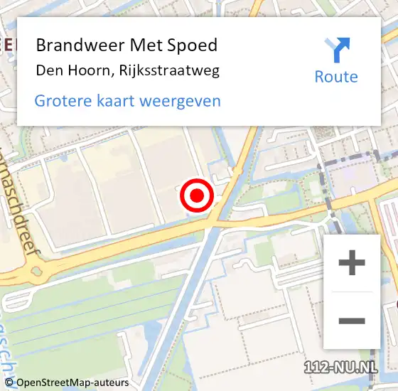 Locatie op kaart van de 112 melding: Brandweer Met Spoed Naar Den Hoorn, Rijksstraatweg op 20 september 2022 13:02