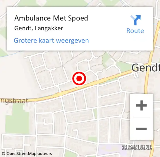 Locatie op kaart van de 112 melding: Ambulance Met Spoed Naar Gendt, Langakker op 20 september 2022 13:05