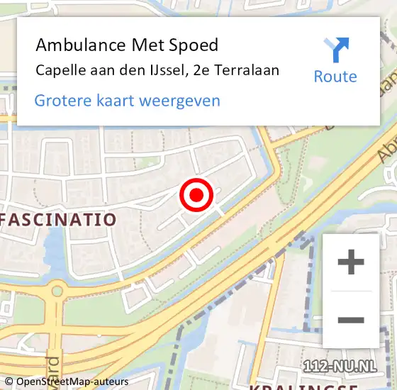 Locatie op kaart van de 112 melding: Ambulance Met Spoed Naar Capelle aan den IJssel, 2e Terralaan op 20 september 2022 13:20