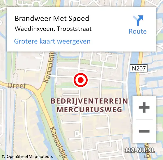 Locatie op kaart van de 112 melding: Brandweer Met Spoed Naar Waddinxveen, Trooststraat op 29 juli 2014 21:07