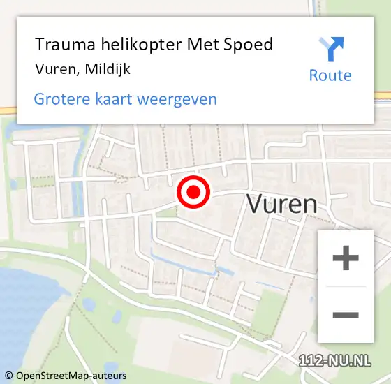 Locatie op kaart van de 112 melding: Trauma helikopter Met Spoed Naar Vuren, Mildijk op 20 september 2022 13:29