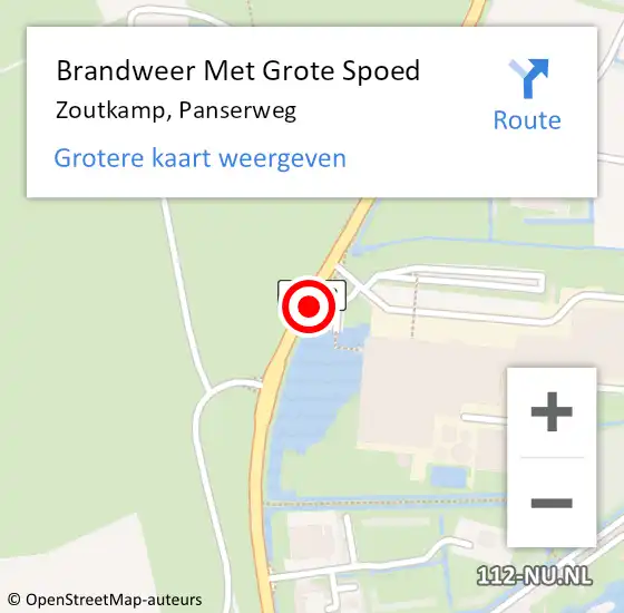 Locatie op kaart van de 112 melding: Brandweer Met Grote Spoed Naar Zoutkamp, Panserweg op 29 juli 2014 21:07