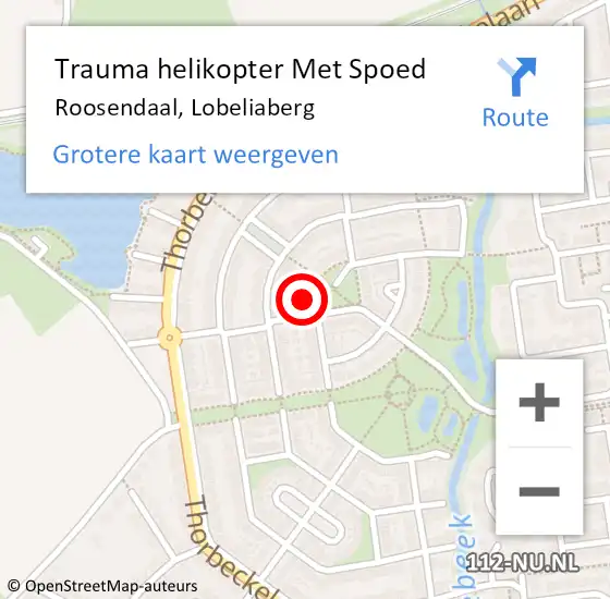 Locatie op kaart van de 112 melding: Trauma helikopter Met Spoed Naar Roosendaal, Lobeliaberg op 20 september 2022 14:17