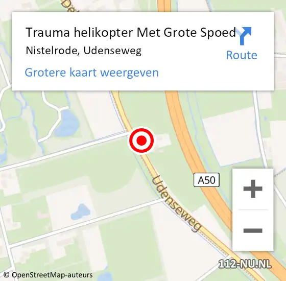 Locatie op kaart van de 112 melding: Trauma helikopter Met Grote Spoed Naar Nistelrode, Udenseweg op 20 september 2022 14:53