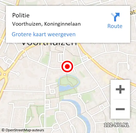 Locatie op kaart van de 112 melding: Politie Voorthuizen, Koninginnelaan op 20 september 2022 14:56