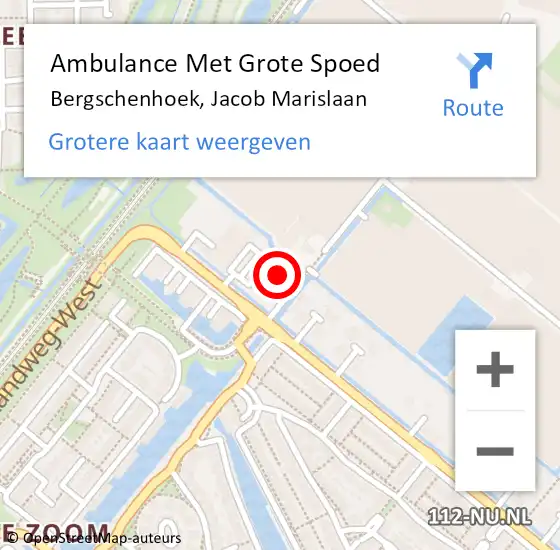 Locatie op kaart van de 112 melding: Ambulance Met Grote Spoed Naar Bergschenhoek, Jacob Marislaan op 20 september 2022 15:01