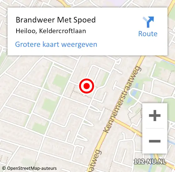 Locatie op kaart van de 112 melding: Brandweer Met Spoed Naar Heiloo, Keldercroftlaan op 20 september 2022 15:06