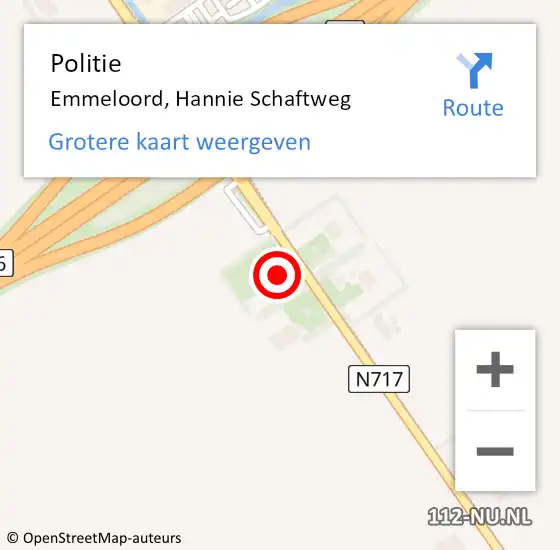 Locatie op kaart van de 112 melding: Politie Emmeloord, Hannie Schaftweg op 20 september 2022 15:08