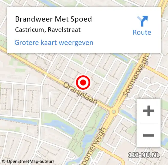 Locatie op kaart van de 112 melding: Brandweer Met Spoed Naar Castricum, Ravelstraat op 20 september 2022 15:12