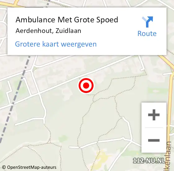 Locatie op kaart van de 112 melding: Ambulance Met Grote Spoed Naar Aerdenhout, Zuidlaan op 20 september 2022 15:26