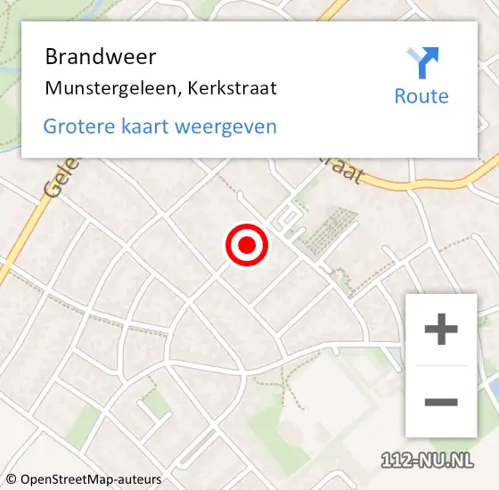 Locatie op kaart van de 112 melding: Brandweer Munstergeleen, Kerkstraat op 29 juli 2014 21:21