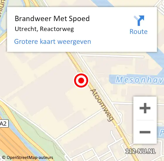 Locatie op kaart van de 112 melding: Brandweer Met Spoed Naar Utrecht, Reactorweg op 20 september 2022 15:53