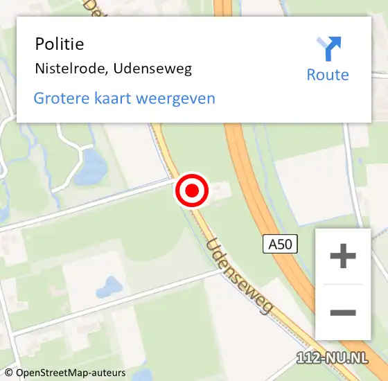 Locatie op kaart van de 112 melding: Politie Nistelrode, Udenseweg op 20 september 2022 16:05