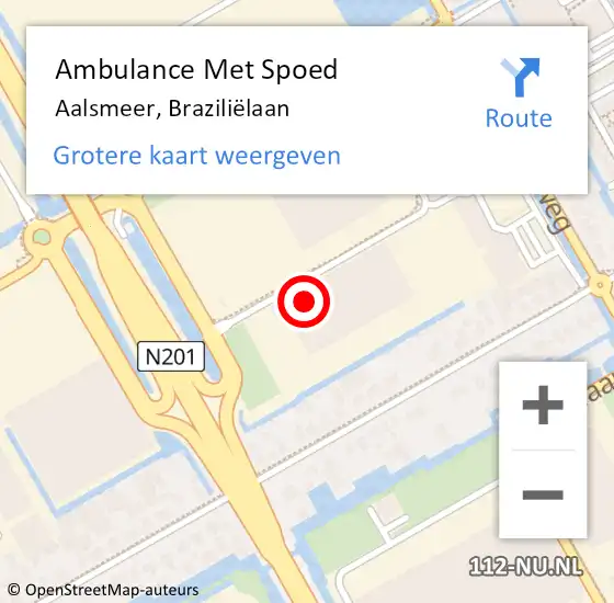 Locatie op kaart van de 112 melding: Ambulance Met Spoed Naar Aalsmeer, Braziliëlaan op 20 september 2022 16:13