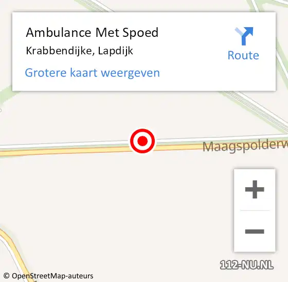 Locatie op kaart van de 112 melding: Ambulance Met Spoed Naar Krabbendijke, Lapdijk op 29 juli 2014 21:26