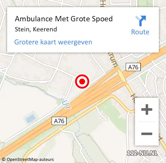 Locatie op kaart van de 112 melding: Ambulance Met Grote Spoed Naar Stein, Keerend op 29 juli 2014 21:26