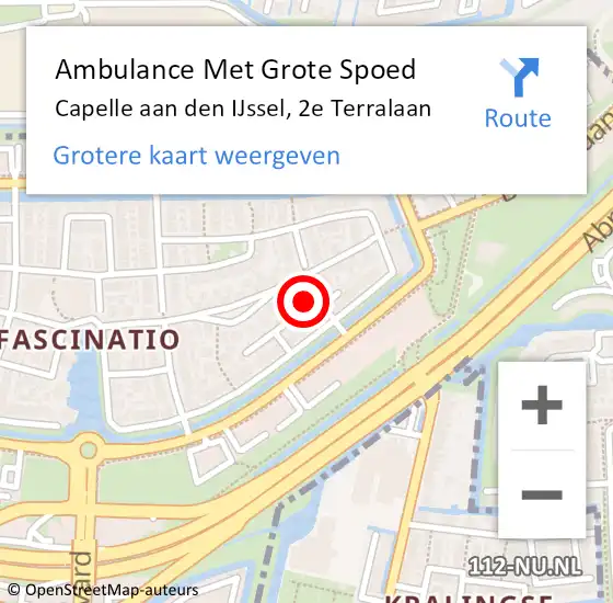 Locatie op kaart van de 112 melding: Ambulance Met Grote Spoed Naar Capelle aan den IJssel, 2e Terralaan op 20 september 2022 16:31