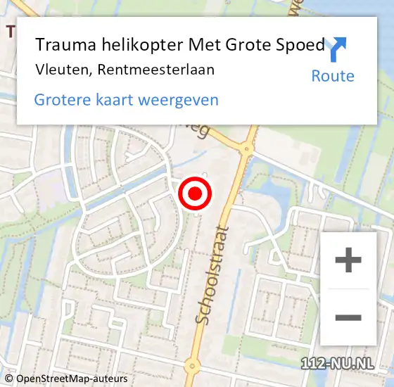 Locatie op kaart van de 112 melding: Trauma helikopter Met Grote Spoed Naar Vleuten, Rentmeesterlaan op 20 september 2022 16:39