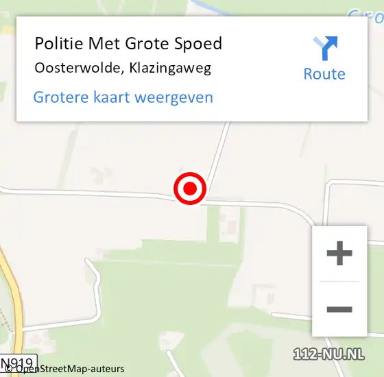 Locatie op kaart van de 112 melding: Politie Met Grote Spoed Naar Oosterwolde, Klazingaweg op 20 september 2022 16:46