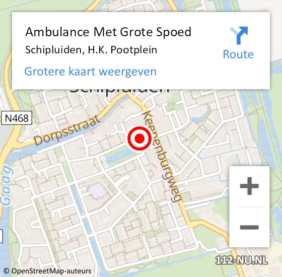 Locatie op kaart van de 112 melding: Ambulance Met Grote Spoed Naar Schipluiden, H.K. Pootplein op 20 september 2022 17:03