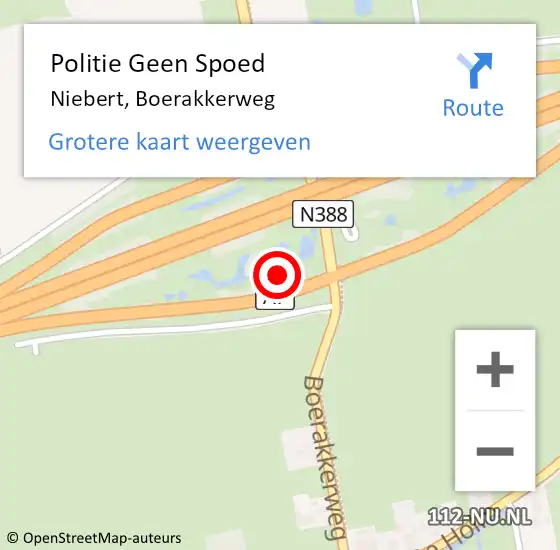 Locatie op kaart van de 112 melding: Politie Geen Spoed Naar Niebert, Boerakkerweg op 20 september 2022 17:22