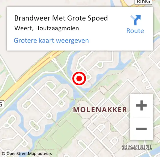 Locatie op kaart van de 112 melding: Brandweer Met Grote Spoed Naar Weert, Houtzaagmolen op 20 september 2022 17:25