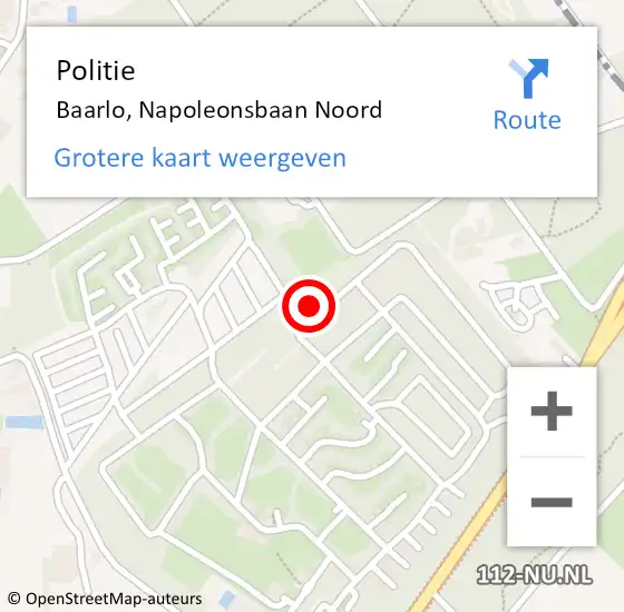 Locatie op kaart van de 112 melding: Politie Baarlo, Napoleonsbaan Noord op 20 september 2022 17:33