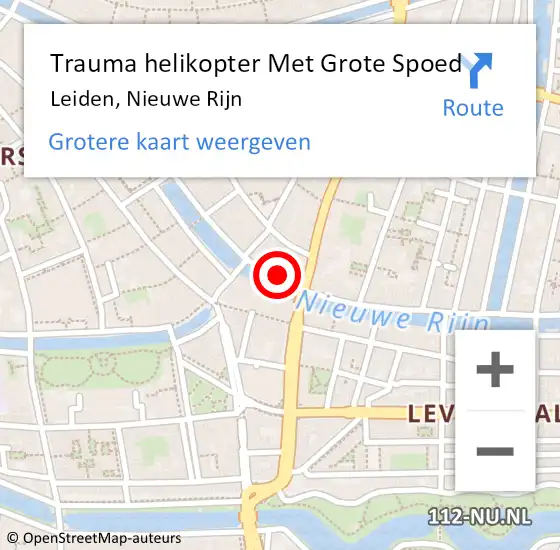 Locatie op kaart van de 112 melding: Trauma helikopter Met Grote Spoed Naar Leiden, Nieuwe Rijn op 20 september 2022 17:47