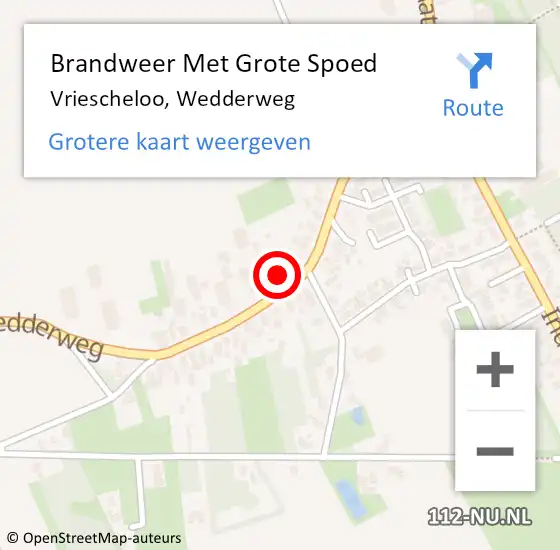 Locatie op kaart van de 112 melding: Brandweer Met Grote Spoed Naar Vriescheloo, Wedderweg op 20 september 2022 17:55