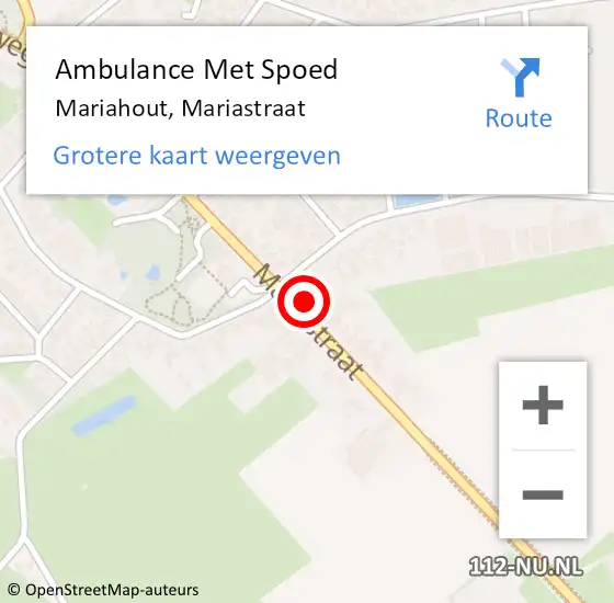 Locatie op kaart van de 112 melding: Ambulance Met Spoed Naar Mariahout, Mariastraat op 29 juli 2014 21:40