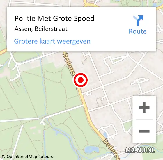 Locatie op kaart van de 112 melding: Politie Met Grote Spoed Naar Assen, Beilerstraat op 20 september 2022 18:09