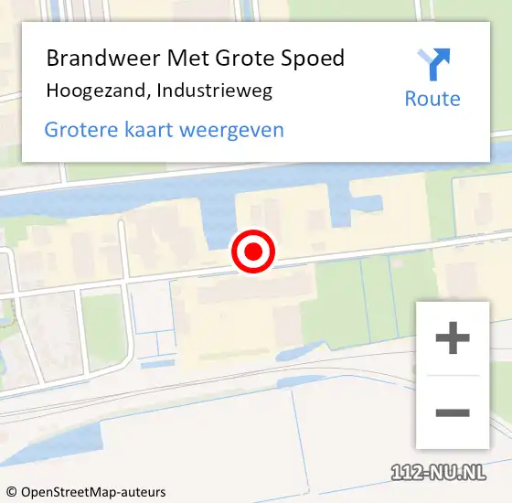 Locatie op kaart van de 112 melding: Brandweer Met Grote Spoed Naar Hoogezand, Industrieweg op 20 september 2022 18:51