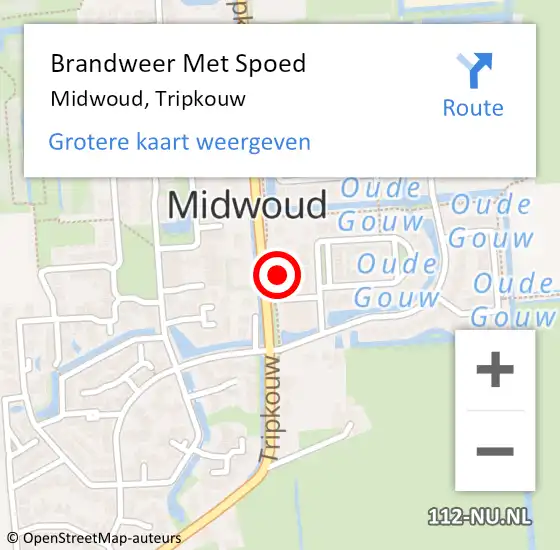 Locatie op kaart van de 112 melding: Brandweer Met Spoed Naar Midwoud, Tripkouw op 20 september 2022 19:09