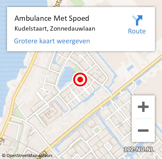 Locatie op kaart van de 112 melding: Ambulance Met Spoed Naar Kudelstaart, Zonnedauwlaan op 20 september 2022 19:18