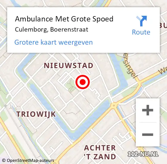 Locatie op kaart van de 112 melding: Ambulance Met Grote Spoed Naar Culemborg, Boerenstraat op 20 september 2022 19:26